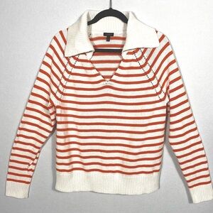 Talbots Orange and White V-Neck Sweater size Large